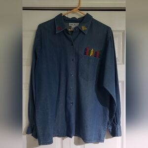 Croft & Barrow Denim Shirt with Embroidered Accents